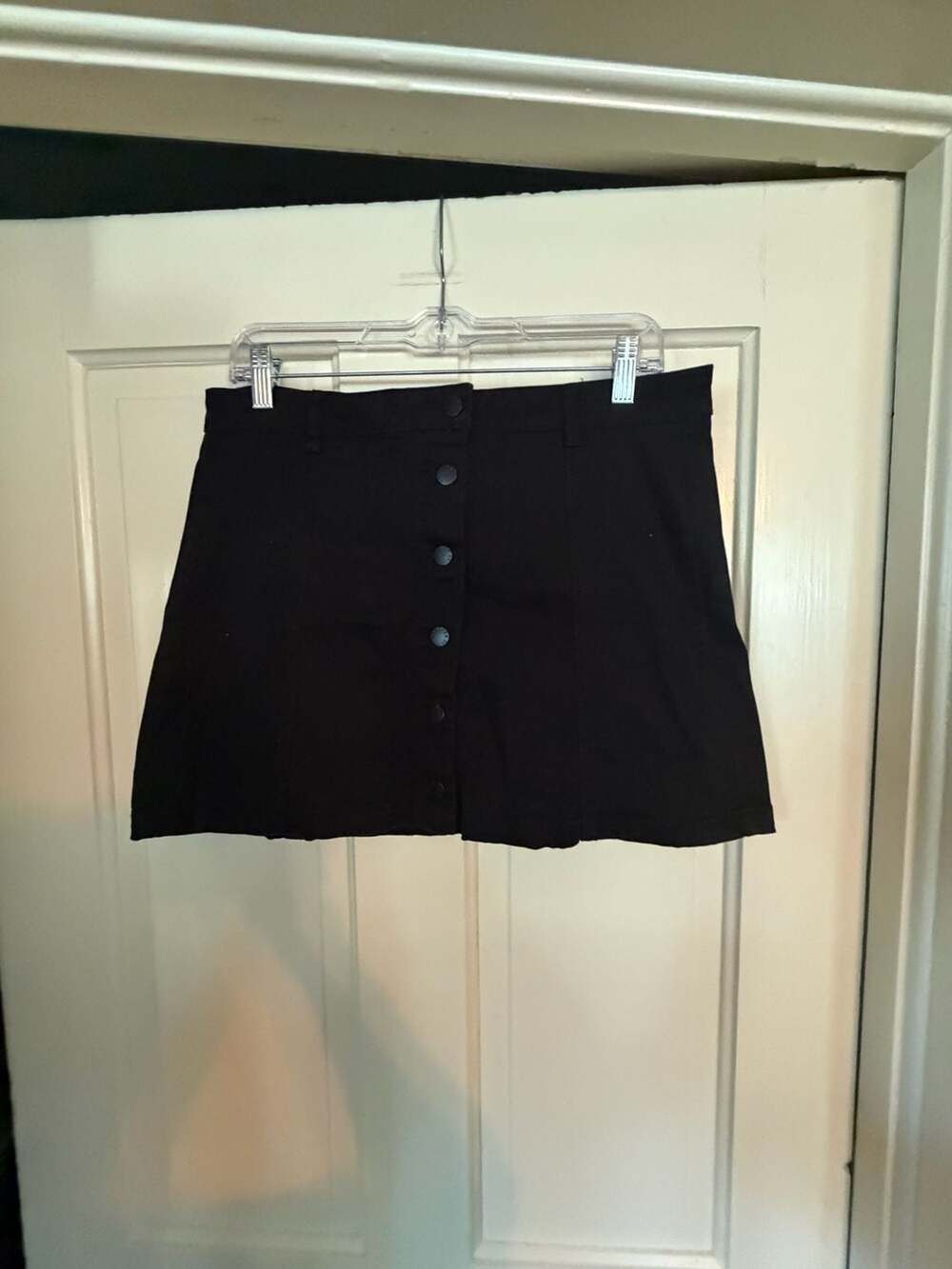 Forever 21 Los Angeles Black Denim Button-Front Mini Skirt Size 30